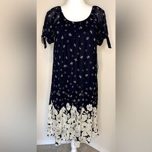 NWT Siren Lily Boho Floral Midi Dress Navy Women Size PM